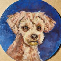 Hondje-olieverf-op-paneel-15cm