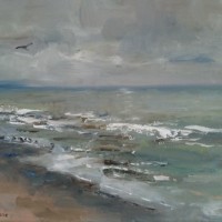 Beach, olieverf op paneel, 40x30cm