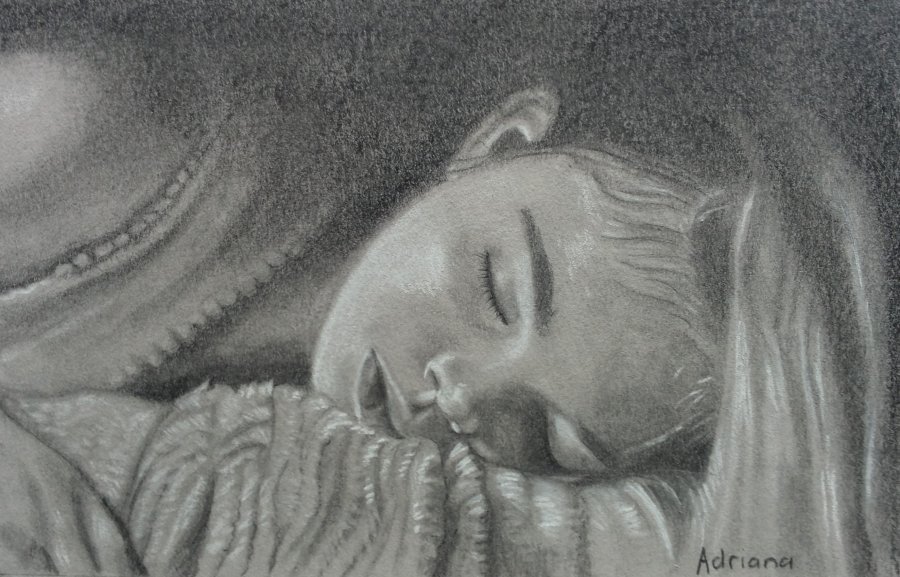 Sleeping girl, potlood op papier, 10x15cm