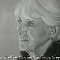 Marga Kool, houtskool en pastel op doek, 60x80cm